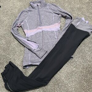 Lululemon Matching‎ Set size 6 leggings and size 4 pull over gray and purple